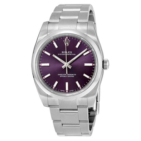 rolex oyster perpetual 34 purple grape dial.|oyster perpetual 34mm.